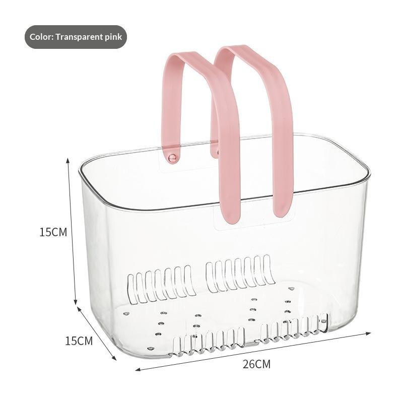 Clear Portable Drain Basket With Soft Handle Food-Grade Storage Basket For Kitchen, Picnic, Fruit & Bathroom Toiletries