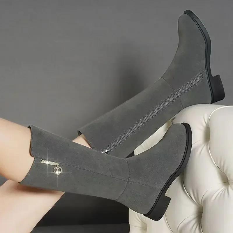 Bottes hautes pour femmes Bottes longues pour femmes Plates Hiver Nouveautés Tendance Travail Confortables et élégantes en Offre Chic