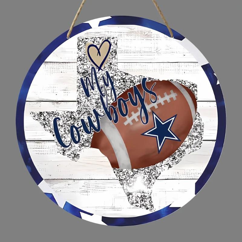 American Football Round Wooden Sign, home Room Holiday Festivals Front Sence Door Wall Hangng Art Sign Decor, Gift for Rugby Fans