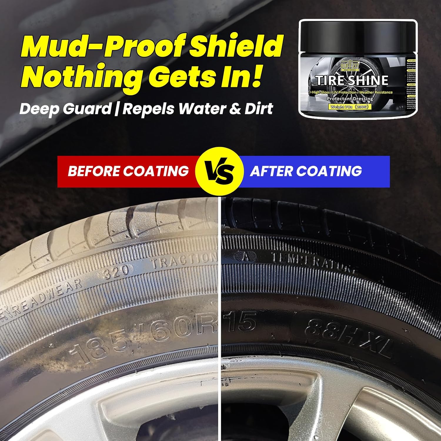 

Tire Shine Gel - Ungraded Long-Lasting Tire Dressing with Wet Gloss Look Finish, UV Protection & Weather Resistant Tire Coating for Car, Truck,