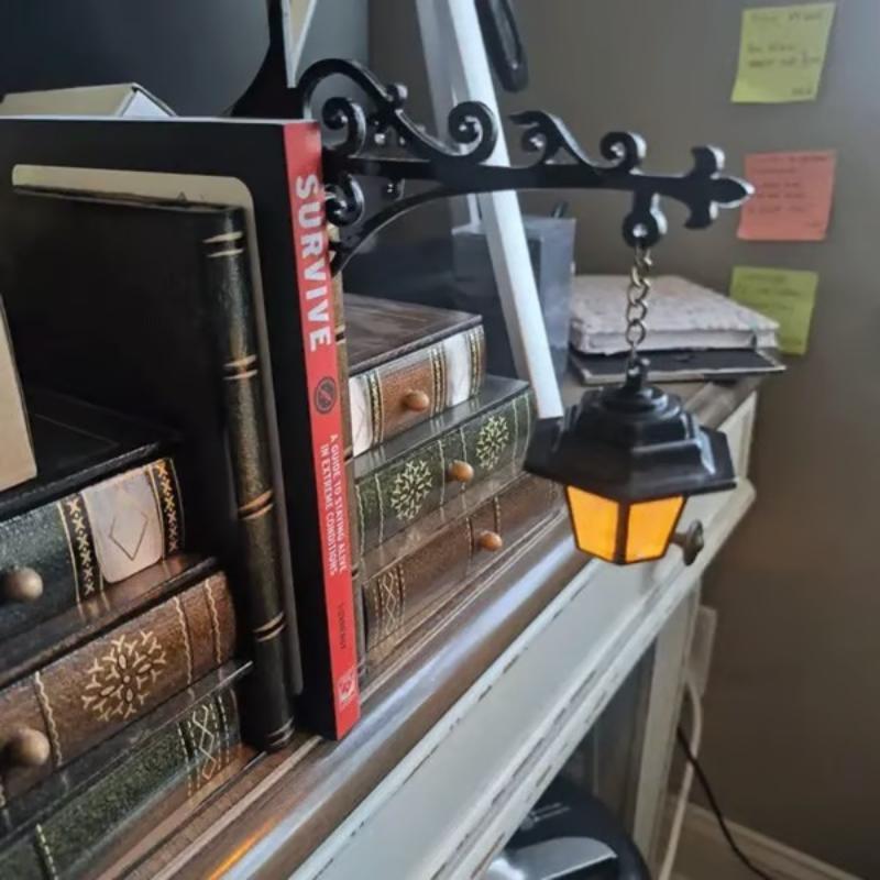 Vintage Bookshelf LED Lamp 1 PCS Library Lantern Style Warm Nightlight for Office Living Room Ornament