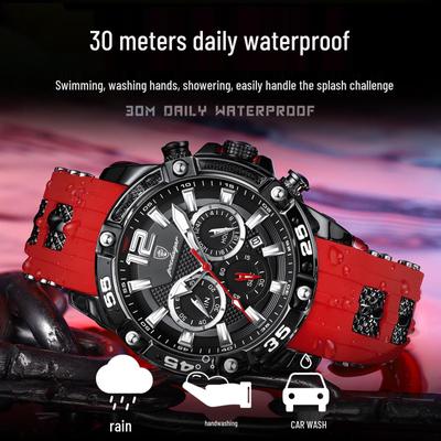 Swiss Men's Multifunctional Quartz Watch with Silicone Strap - Hot Seller