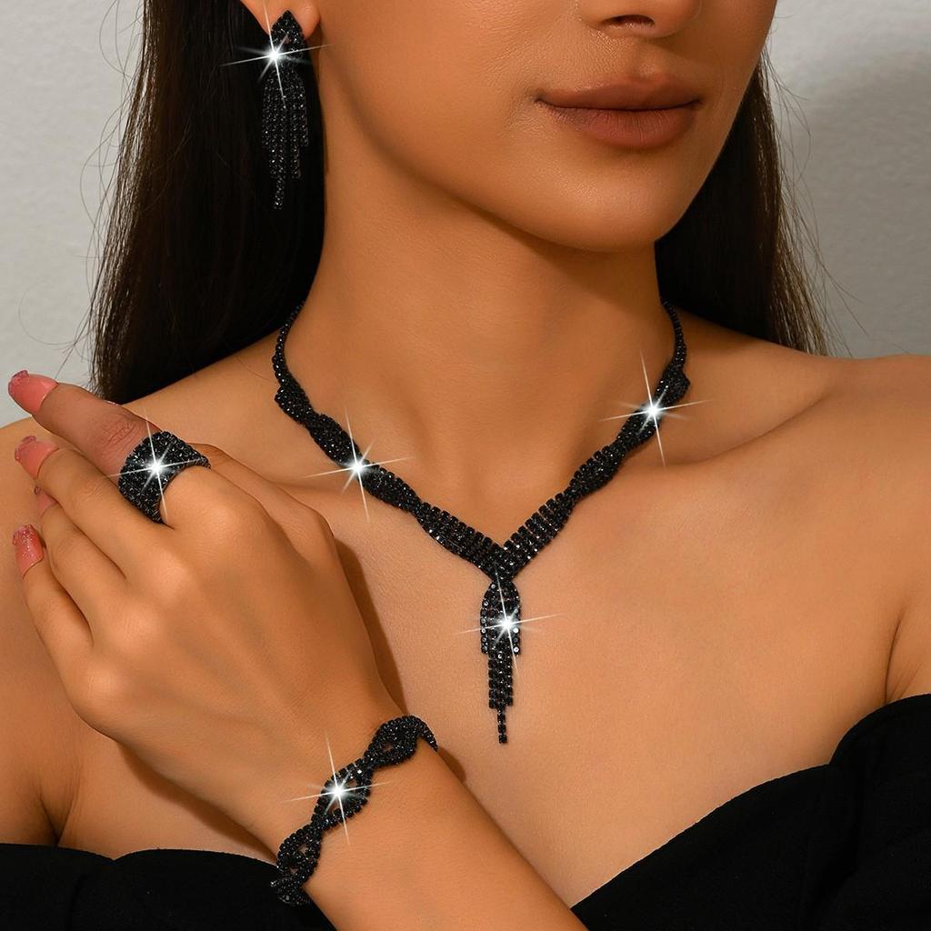 Silberschmuck-Set: Damen-Hochzeitsfotografie-Accessoires mit Halskette & Ohrringen in unabhängiger Verpackung