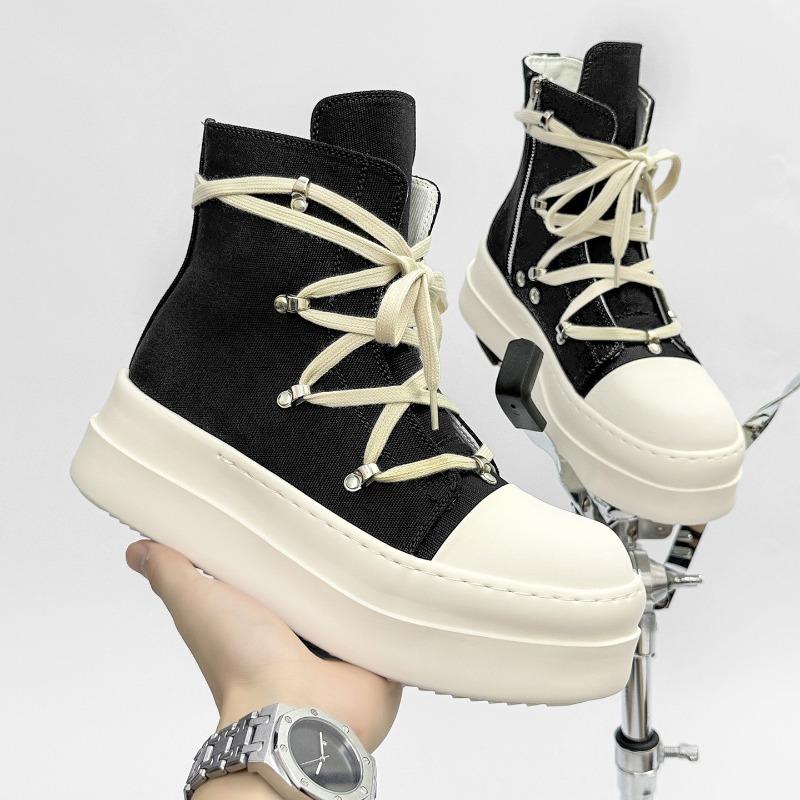 Couple Shoes Fashion High-top Leather Casual Shoes Height-increasing Platform Sports Shoe Canvas Vulcanize Shoes Couple Sneakers