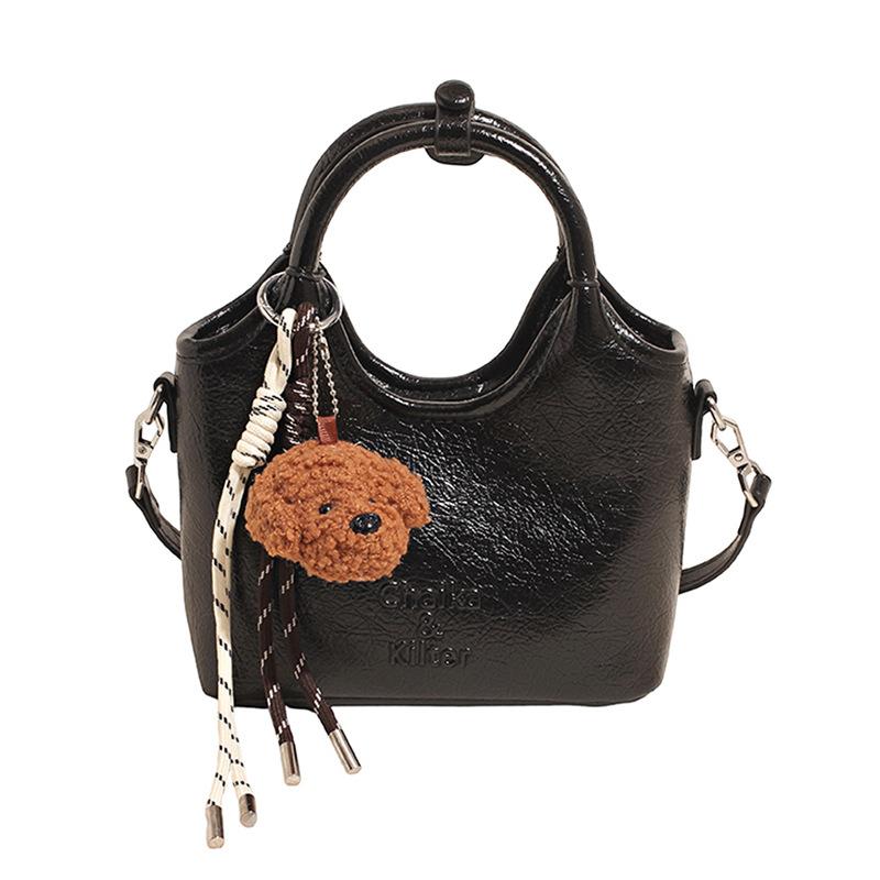 

Premium handbag 2025 new fashion niche bucket bag versatile shoulder bag foreign style vegetable basket messenger bag no pendant чёрный