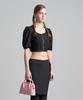 320SHOWROOM Linen Puff Zipper Crop Blouse Black