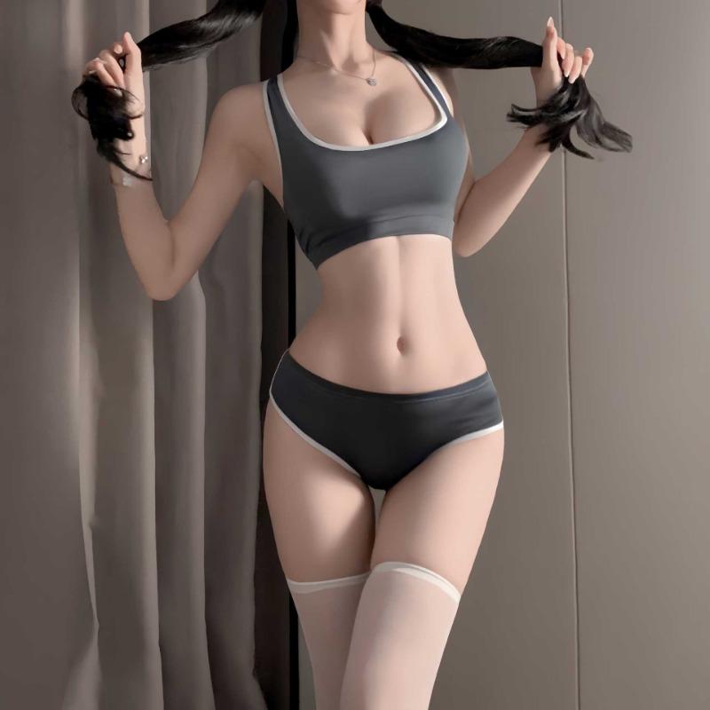 Sex Underwear New Bra Panty Set Sports Gymnastics Suit Cute Pure Desire Vest Hot Girl Swimsuit Dead Library Water