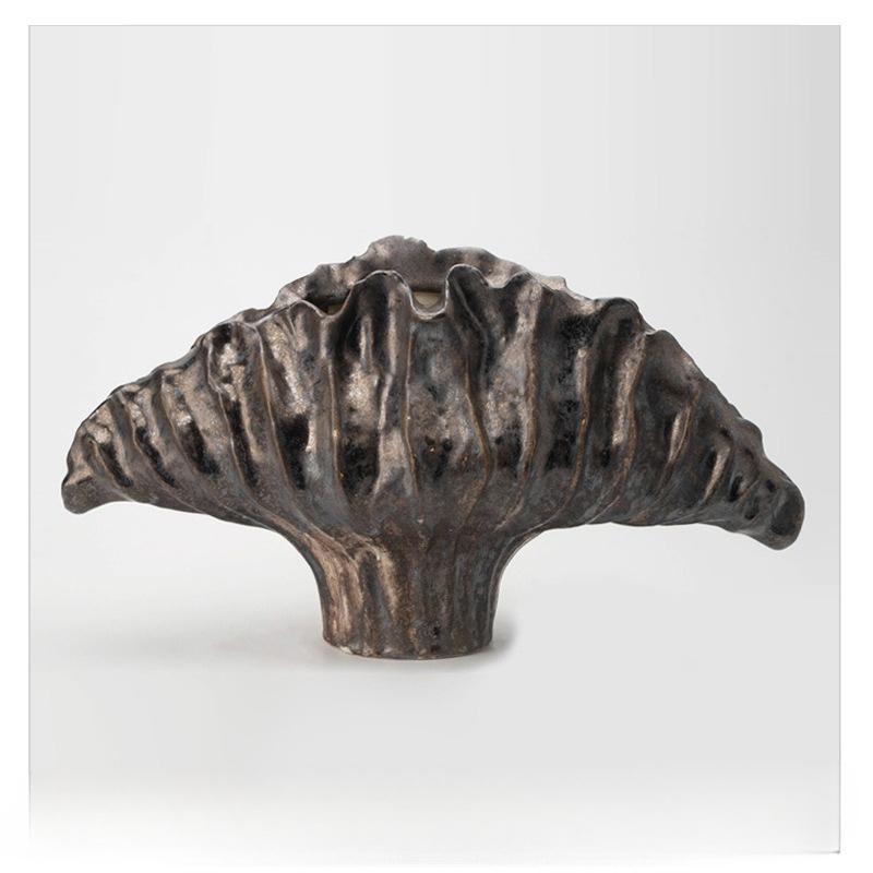 Abstract Ceramic Handicrafts Pleated Flowerpot Shell Vase Wavy Flower Vase Flower Arrangement Home Decoration Accessories