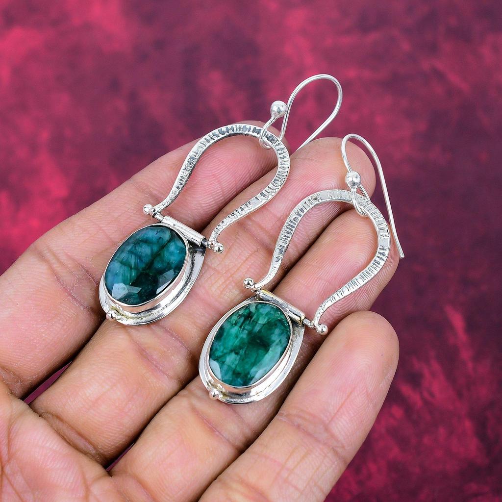 Emerald Gemstone Jewelry, Handmade Balancing Silver Earrings, Handmade Beautiful Earrings Gift for Activists