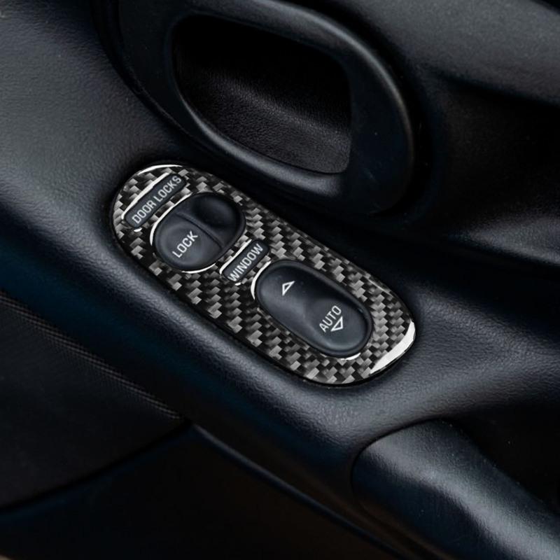 Carbon Fiber Car Accessories Window Lift Control Panel Modified Interior Trim Cover Sticker For Chevrolet Corvette C5 1998-2004