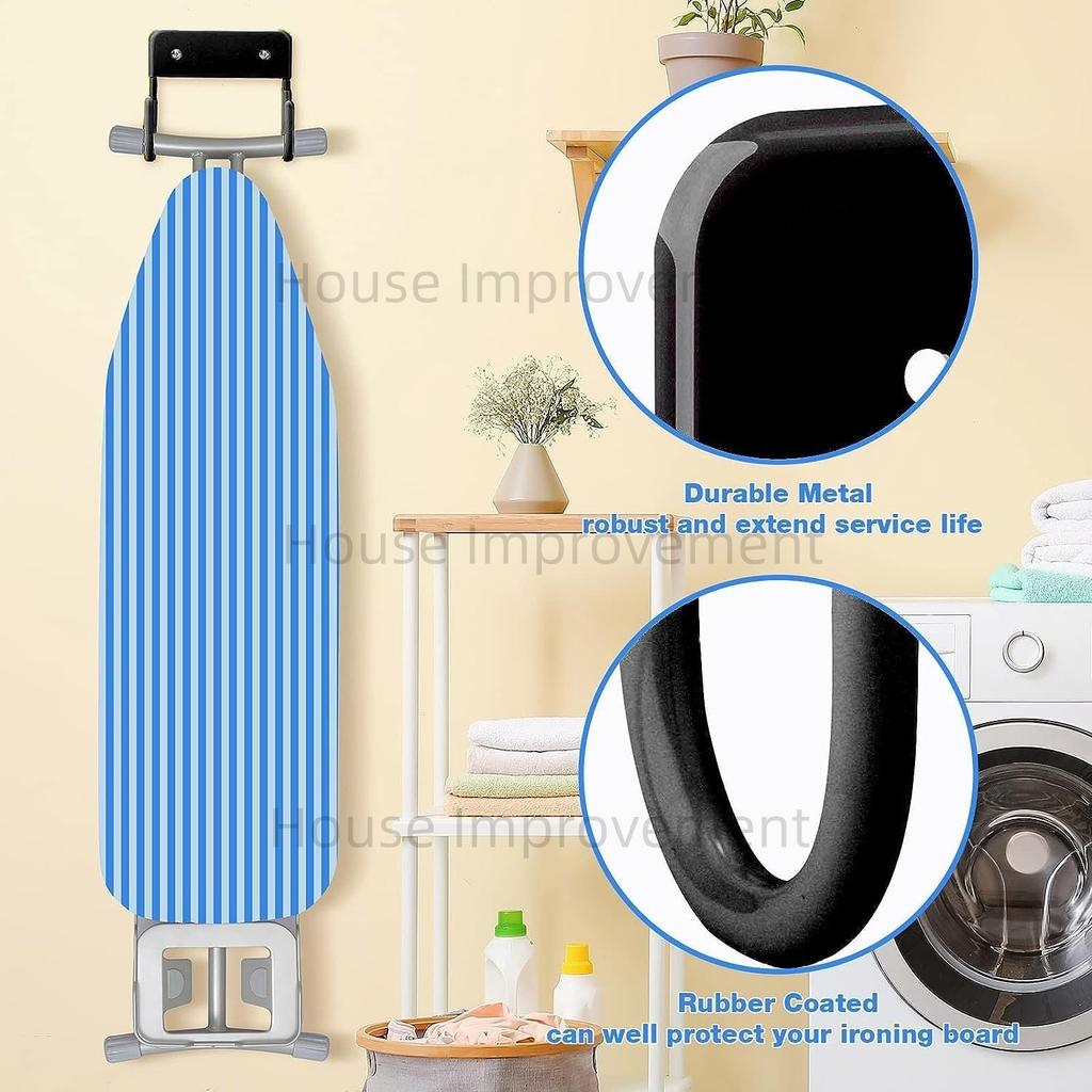 Iron Board Hanger Holder Ironing Board Hook Wall Mount Rack for Laundry Rooms Space-Saving Storage Rack Hanging Shelf Hanger