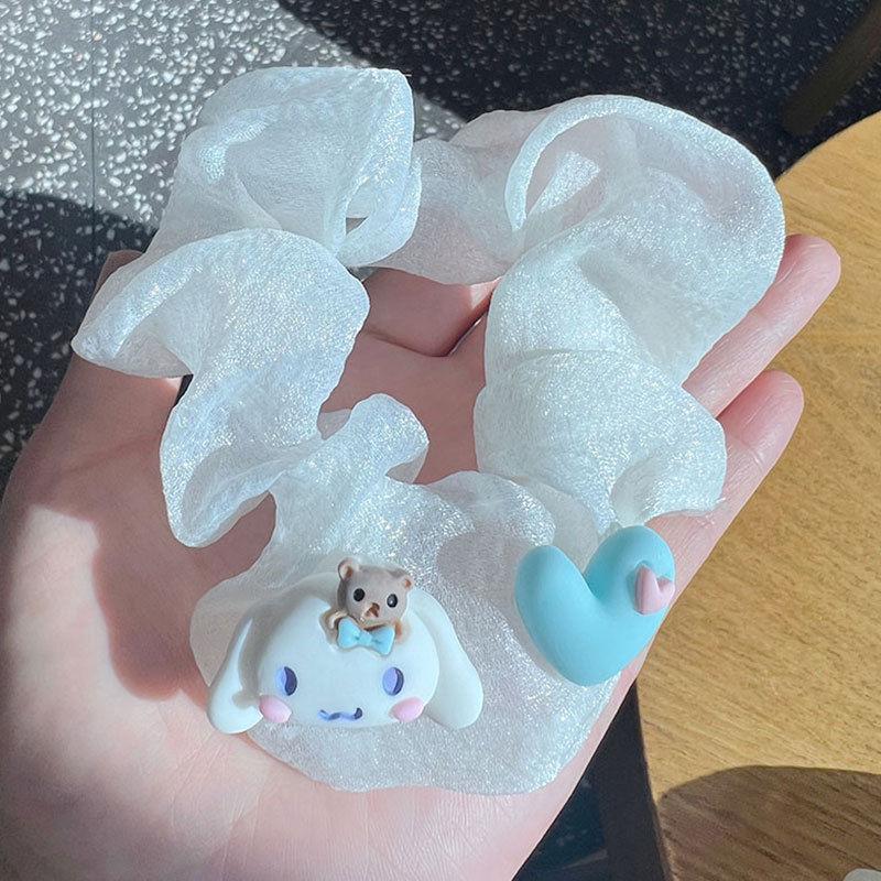 Cinnamoroll Starry Sky Hair Scrunchies: Cute Sanrio Level 4 Cartoon Heart Accessories for Women