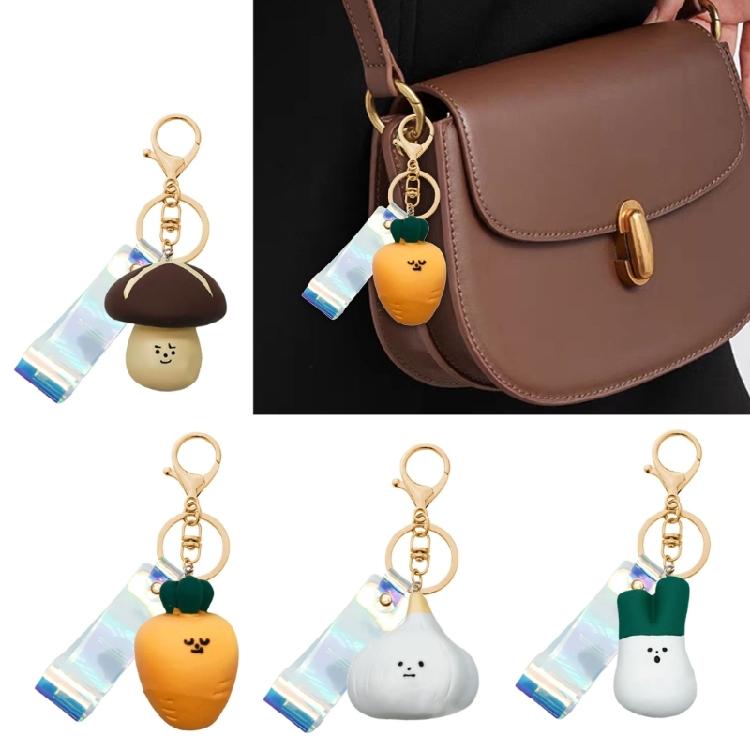 Farm Themed Vegetable Keychain Key Organsier Charm Pnedant With Carrot Mushroom Garlic Design Rubber Gift