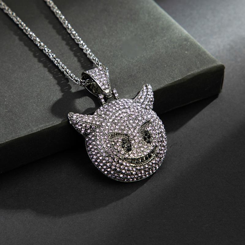 Hot Selling Little Devil Expression Pendant with Zircon Hip Hop Necklace Accessories