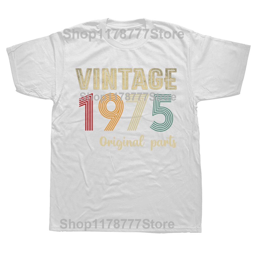 Retro Vintage 1975 Original Parts 50 Years Old Birthday T Shirts Cotton Streetwear Gifts Men Fashion Casual Oversized T Shirt