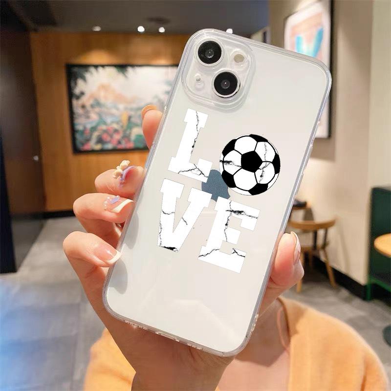 Fußball Fußball Stoßfeste klare Telefonhülle für iPhone 14 13 12 11 Pro Max 7 8 Plus X XR XS Max SE 2022 Silikonhülle Fundas