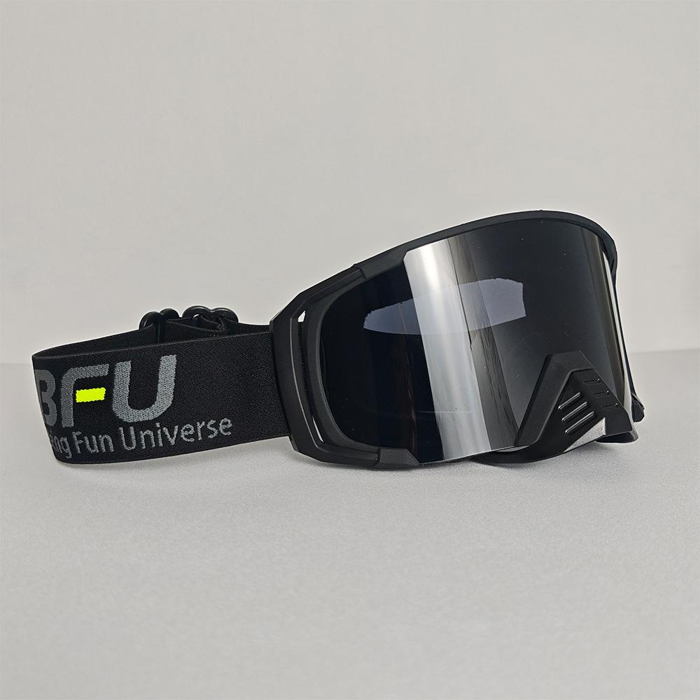 Helmet goggles for adults, winter outdoor ski goggles, double-layer anti-fog ski goggles, children s protective goggles Black Frame Black Film FB