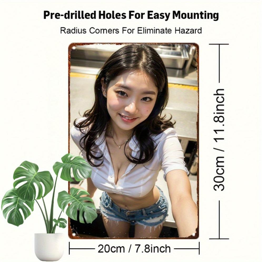 Anime Girl Metal Sign 8x12 Inch, Vintage Retro Wall Art for Home Office Man Cave Decor