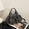 Retro Old Denim Bag Women's New Trend Versatile Portable Bowling Bag Casual Shoulder Messenger Bag Women