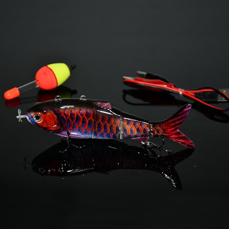 Rechargeable LED Electric Multi-Section Vibrating Fish Lure with Propeller Motor