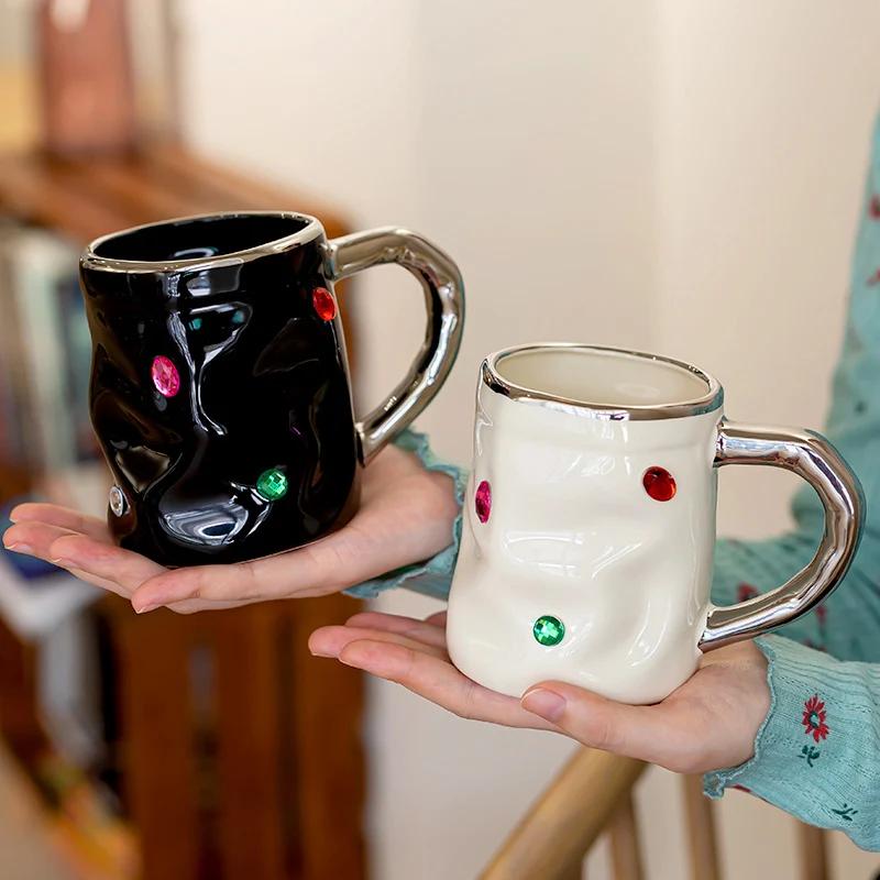 Büro-Trinkbecher Edelstein Partybecher Kreative Tasse Keramiktassen Kreatives Paar Geschenk zu Feiertagen Heimküche Trinkgeschirr