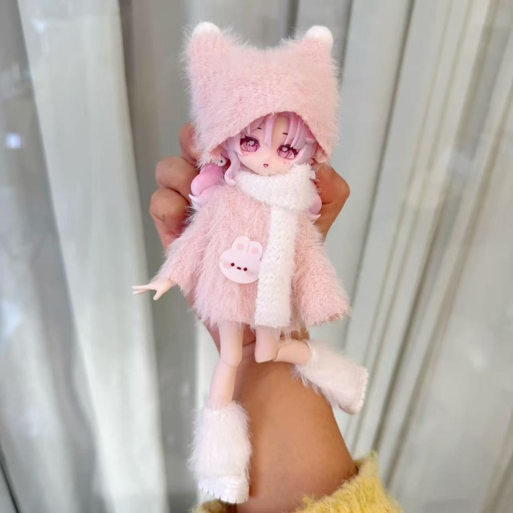 Doll Clothes Set For 1/8 1/12 Ob11 Bjd Dolls Winter Outfit Dress Up Accessories (Only Clothes)