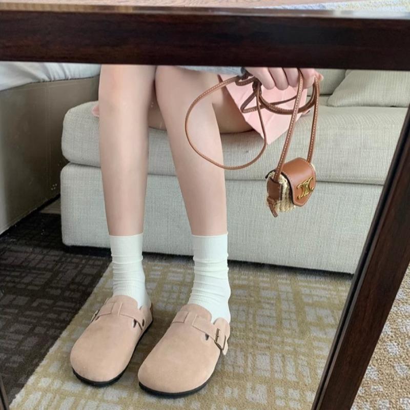 Sandales à Talon Épais Pantoufles Semelle en Bois Souple Demi-Chaussons Couvre-Pieds Sabots d'Été pour Femmes Boucle Daim Support de Voûte Plantaire Liège