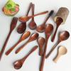 Camphor Wood Japanese Spoon Set: Long Handle, Solid Wood for Soup, Rice, Tea, and Seasoning.