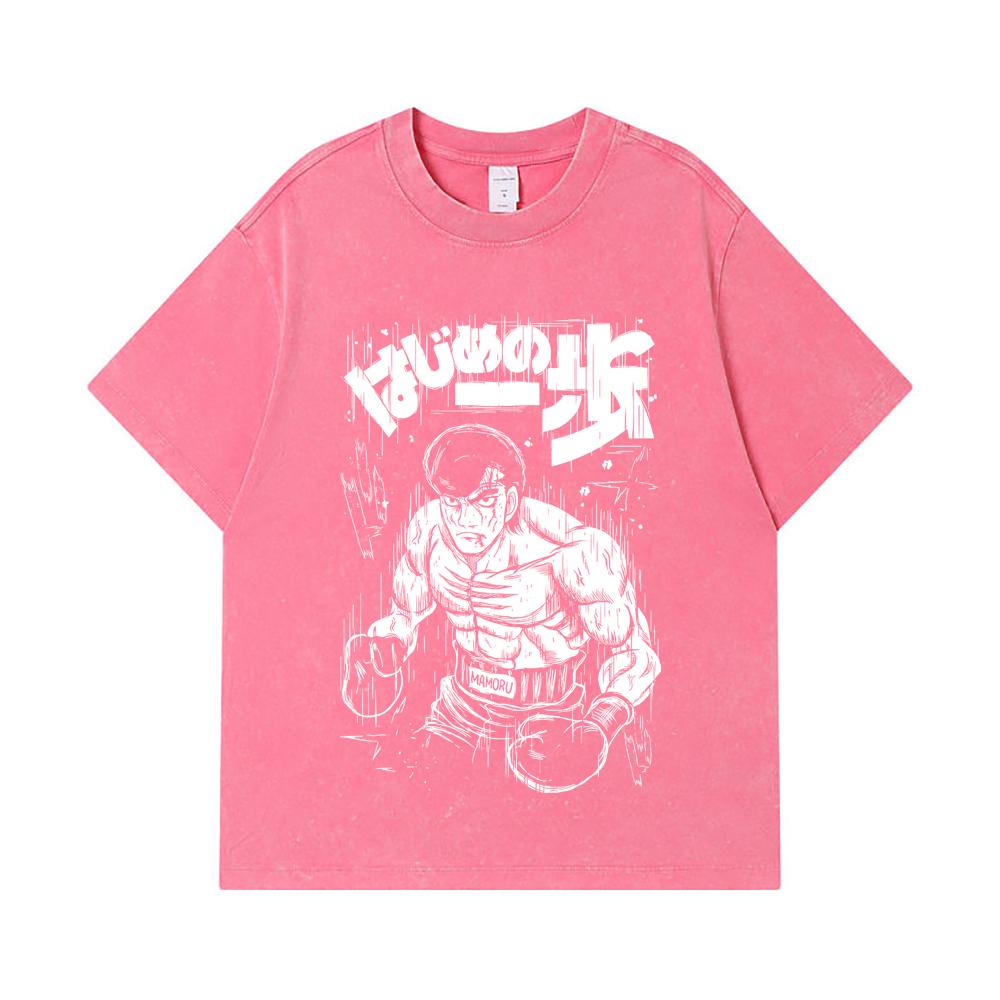 275 GSM Washed T-shirts 100% Cotton Hajime No Ippo V6 Mamoru Print Unisex Heavy Cotton T Shirt