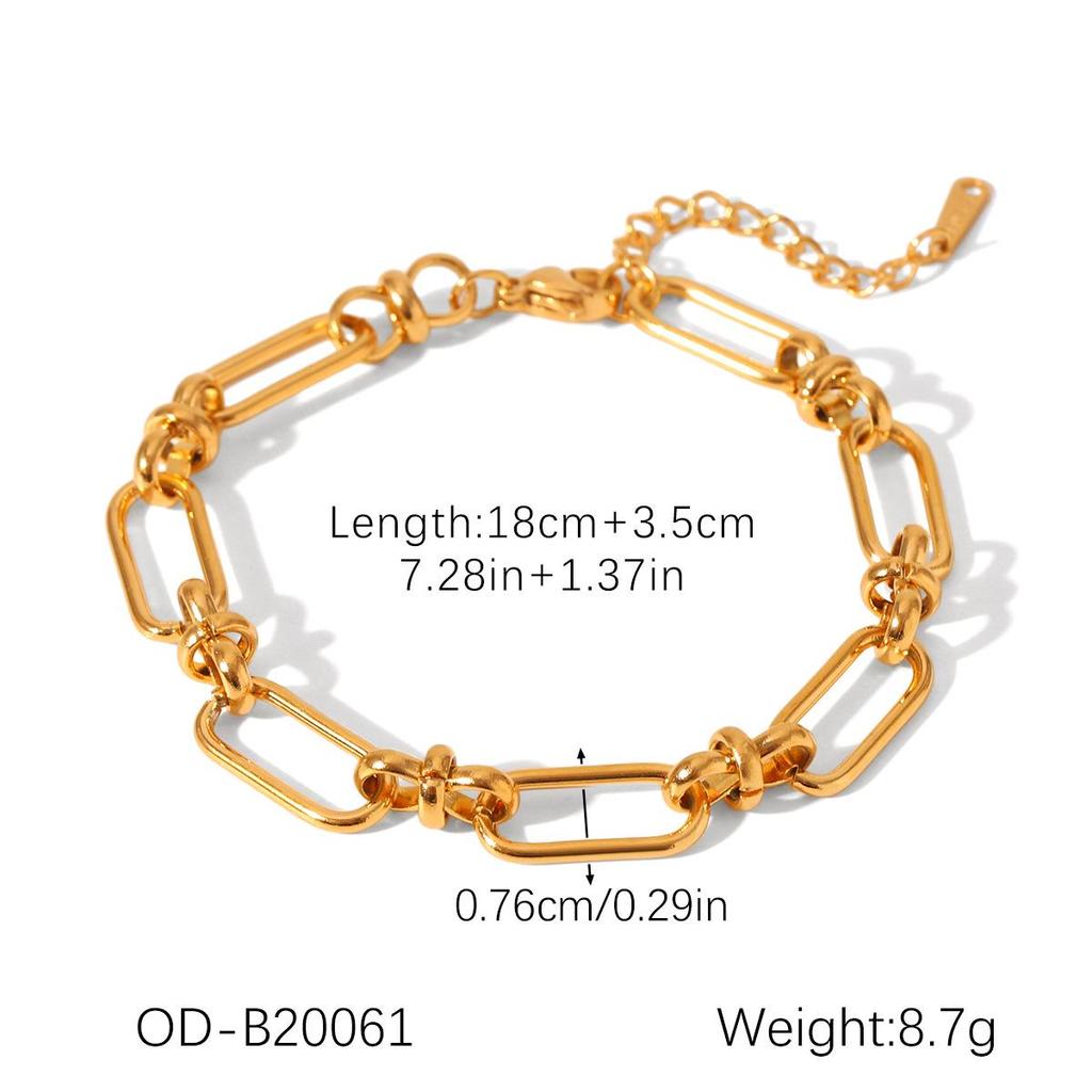 Pozłacany 18k Zestaw Bransolet ze Stali Nierdzewnej w Stylu Retro dla Kobiet - Biżuteria Ręczna w Stylu Light Luxury