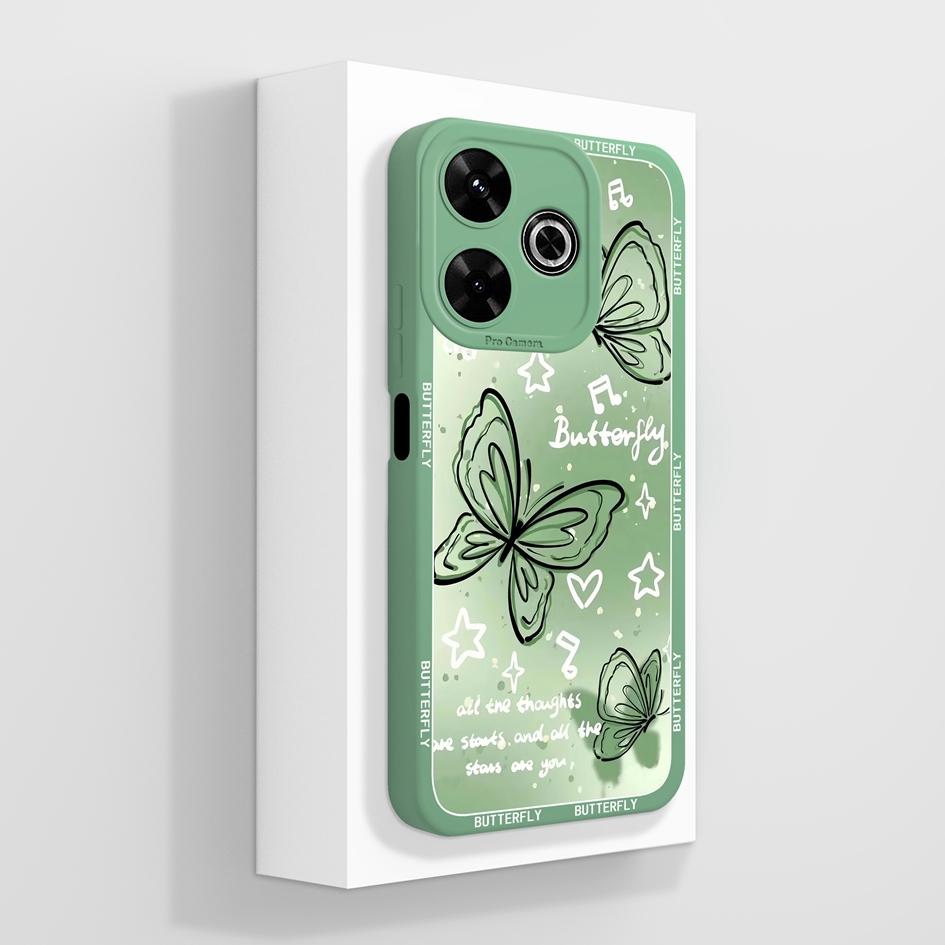 Pentru Redmi 12 13 14 13C 13R 14C 14R 4G 5G Huse Huse Flori cool Estetică Fluture Protecție pentru cameră Silicon lichid moale Potrivit pentru bara de protecție Redmi