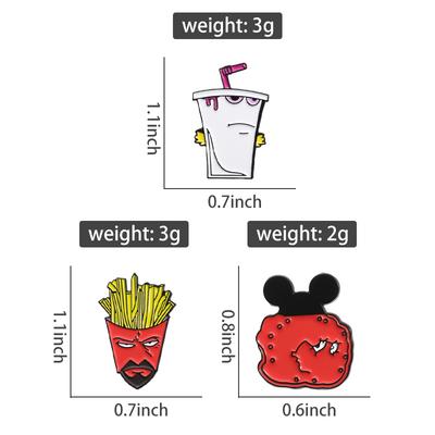 Fast Food Enamel Pins Custom Animation Comedy Brooches Lapel Badges Cartoon Funny Jewelry Gift for Kids Friends