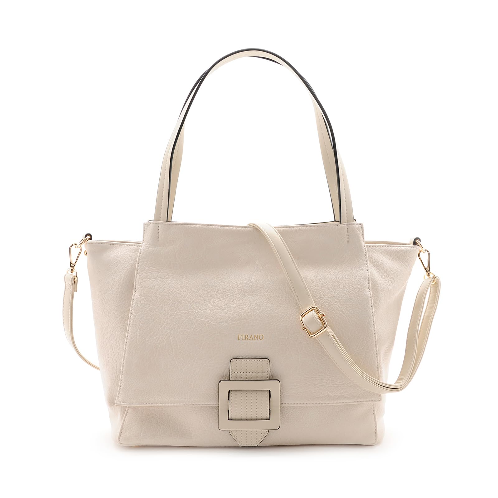 FIRANO Women s Belt Buckle Tote Bag, 403151, Perfect for Business, Commuting, Roomy Storage, Fits A4 Size Items, Everyday Tote Bag, Ivory
