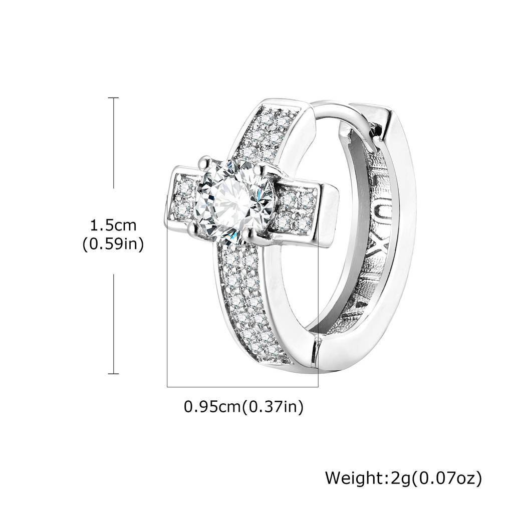 Cross Hoop Earrings for Men Boys,Hip Hop Big Zircon Huggies Earrings,Cool Rap Trendy Zircon Gifts