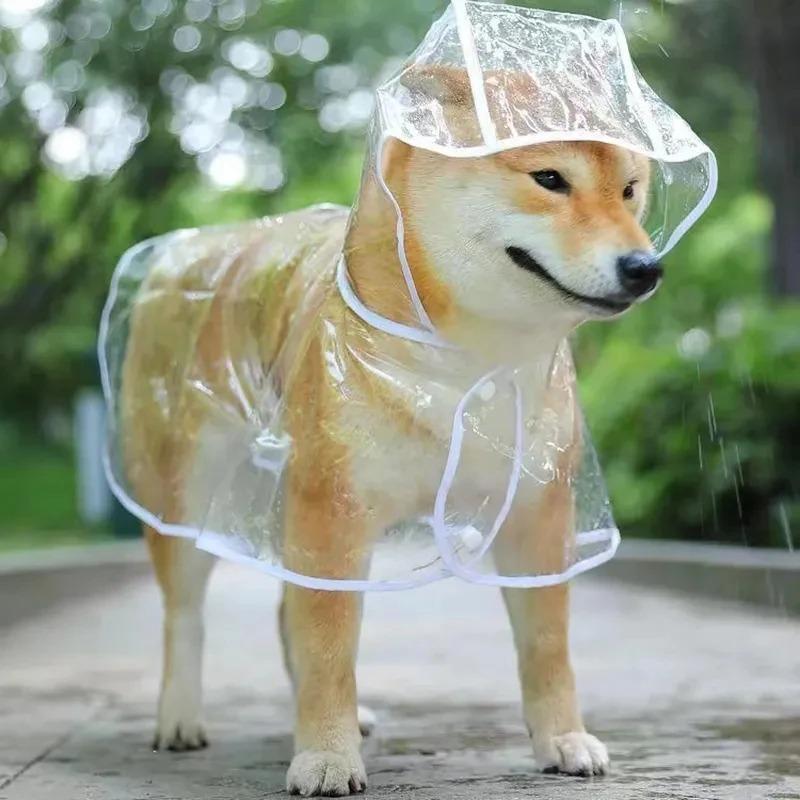 Pet Dog Puppy Transparent Rainwear Raincoat Pet Hooded Waterproof Jacket Clothes Soft EVA Small Dogs Raincoat Puppy Rain Poncho