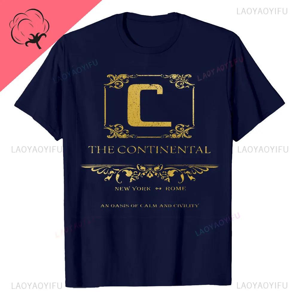 John Wick Movie Printed T Shirt Continental NYC Adult Short Sleeve Action Thriller Vintage Style Graphic Oneck Summer Tees