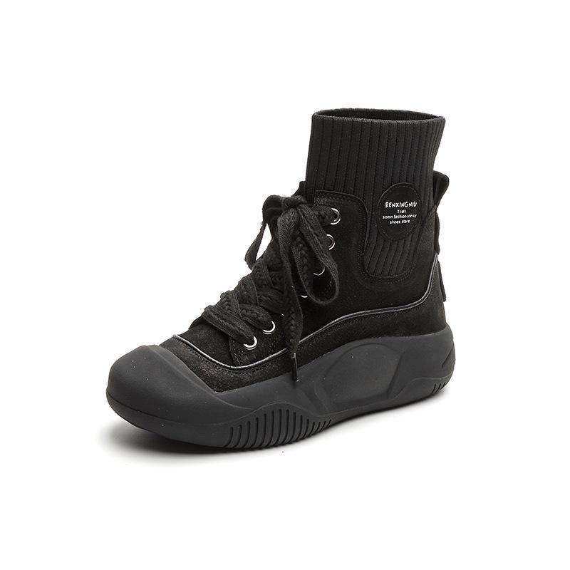 High-top Ankle Boots, Versatile Mid-calf Slim Boots, Casual Women's Shoes