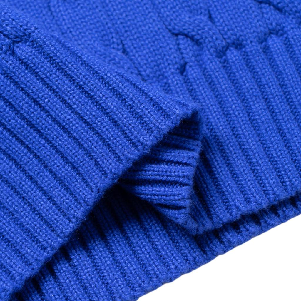 Polo Ralph Lauren Solid Color Cable Knit V-Neck Sweater Women sweater Royal-Blue 211891641-006