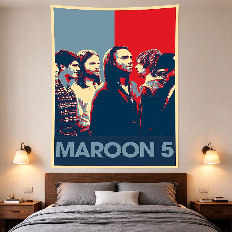 Maroon 5 Band Retro Red Blue Pop Art Concert Poster