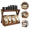 Wooden 2-Tier Coffee Station Organizer Large Capacity Countertop Rack Kitchen Storage Holder for Coffee Bar Accessories
