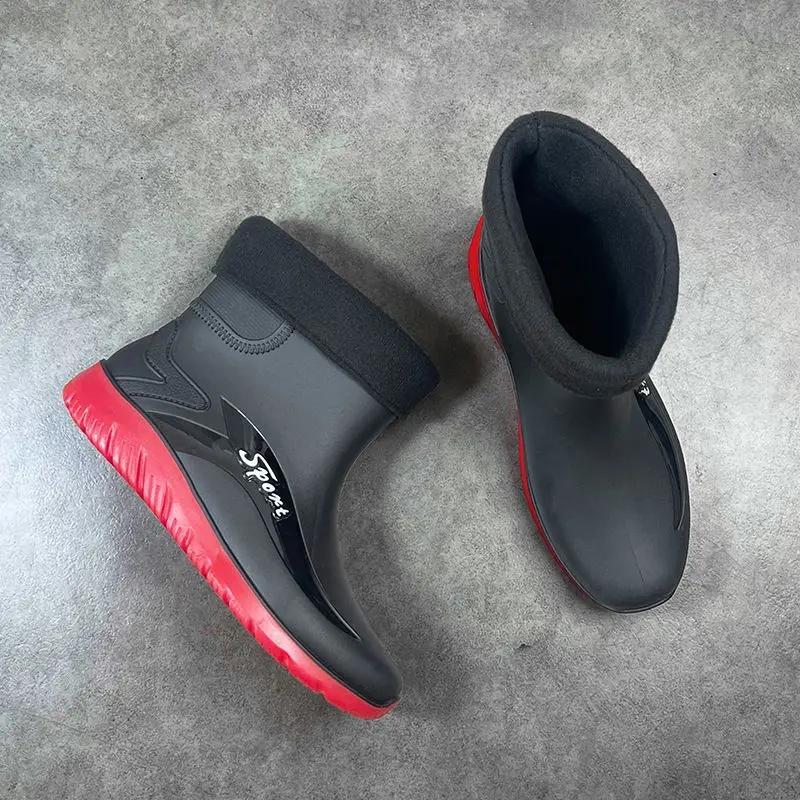 Men's  Short Tube Fashion Winter Outdoor Warmth Waterproof Anti Slip Rain Boots Work Shoes Kitchen Fishing Water Shoes