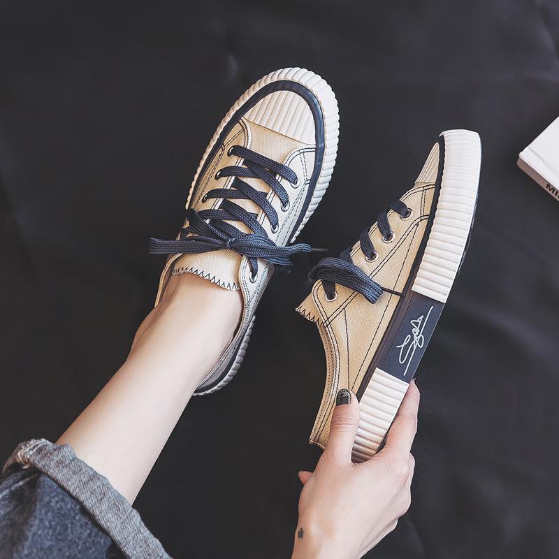Dames Vulcaniseerde Canvas Schoen Canvas Platte Schoenen voor Antislip en Duurzaam Lichtgewicht en Ademend Casual Sportschoenen