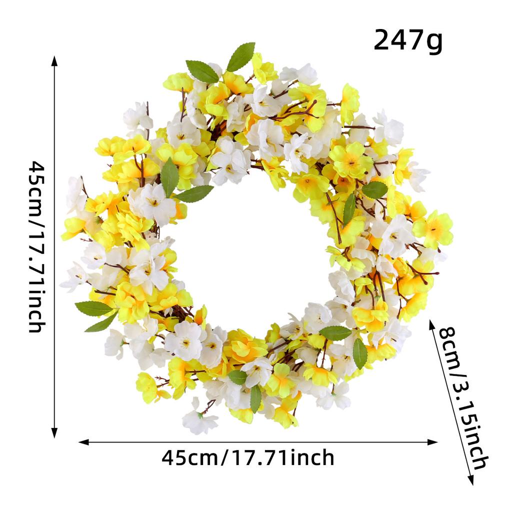 Spring Simulation Wreath Door Hanging Courtyard Fake Flower Wall Decoration Flower Home Wedding Floral Rattan Decoration Props