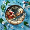 Art Mural Métallique Rond Père Noël Vintage 7,8 Pouces Décor de Maison Jardin Fêtes