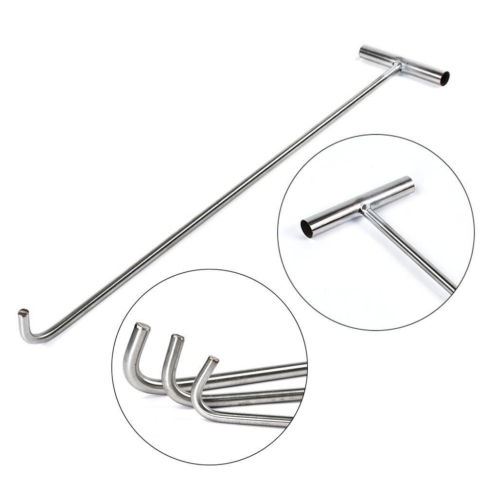 Stainless Steel Manhole Cover Hook Heavy Duty Lifter Manhole Hook Tool for Sewer and Drain Grates Safe and Easy Access