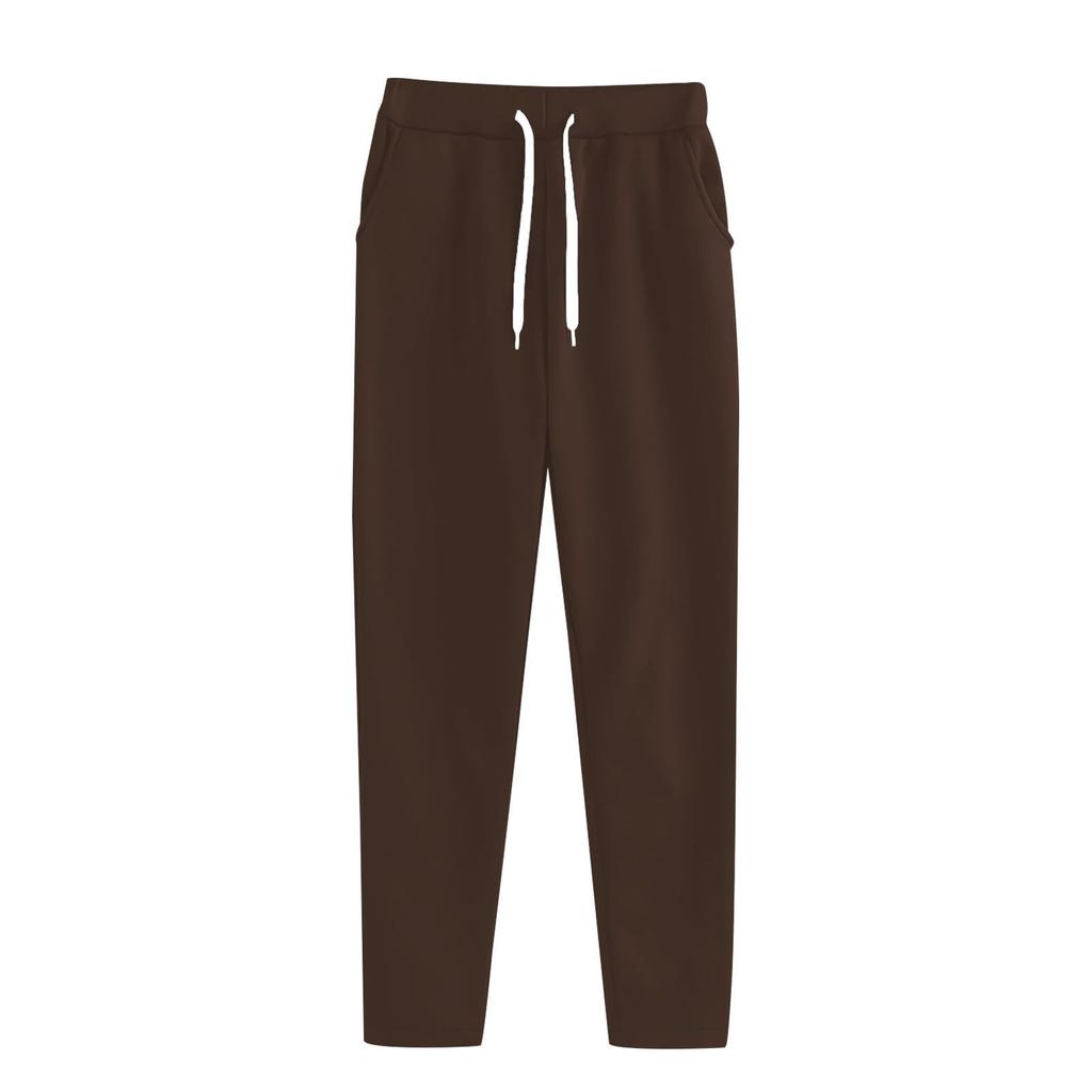 Pantaloni de trening casual de primăvară pentru femei, pentru toate cele patru sezoane, culoare uni, cu talie elastică și buzunare cu șnur