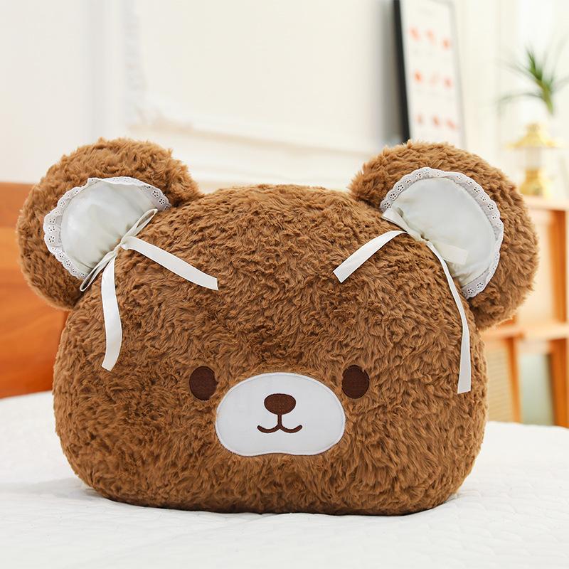 

50-70cm New Cute Bear Plush Pillow Fluffy Cartoon Stuffed Toy Brown Pink Beige Soft Hugging Cushion For Bedroom Sofa Kids 50cm