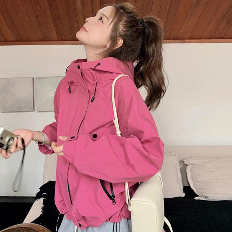 Spring/Autumn Casual Hooded Long Sleeve Jacket Jumpsuit: Slimming, Versatile, Loose Fit Windbreaker