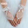 1 Pair Wedding Gloves Lace Fingerless See Through Bow-knot Thin Bride Party Gloves Female Vintage Soft Short Gloves