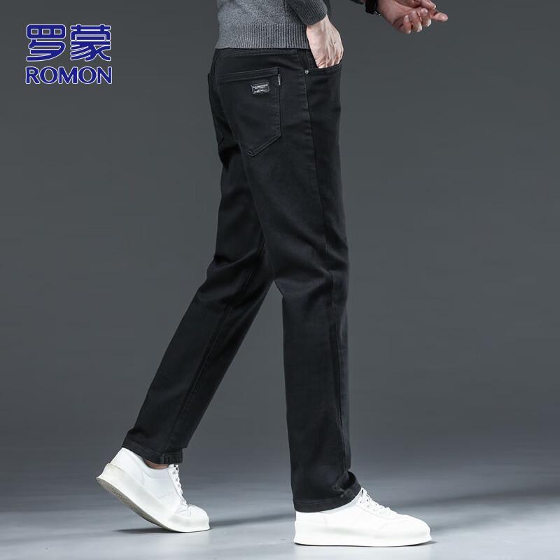 ROMON Men's Slim-Fit Straight Stretch Denim Jeans